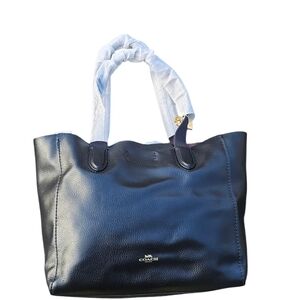Coach Black Leather DRBY Tote Bag NWT 17W -11H x4D